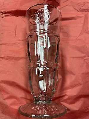 Steak ‘n Shake Embossed Heavy Glass Malt Milkshake Soda Fountain Glass 8.5  Used • $15.99