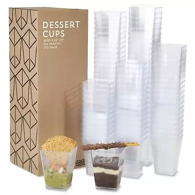 5oz. Mini Dessert Cups 100-pack - Clear Plastic Square Cups - Tall Disposabl... • $46.92