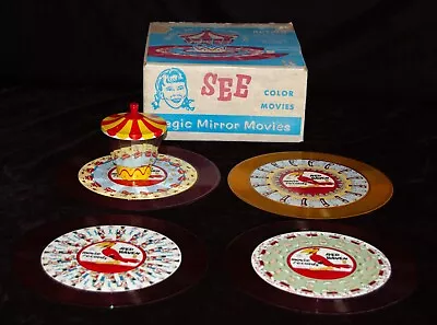 Vintage Red Raven Magic Mirror Movies 4 Records & Topper Original Box 1950s • $279