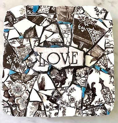 Handmade “Love” Mosaic Wall Art Vintage Fleur Pattern Gift Wall Or Collage • $39.99