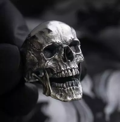 Men's Stainless Steel Unique Gothic Skull Ring Biker Punk Retro Biker Motorcycle • $8.54