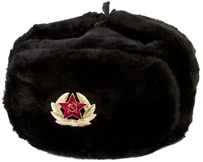 Authentic Russian Ushanka Military Hat W/ SOVIET ARMY BADGE  • $34.95