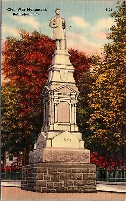 Vtg Bethlehem Pennsylvania PA Civil War Monument Union 1930s Unused Postcard • $3.99