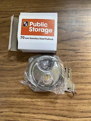 PUBLIC STORAGE 70mm 2 3/4” DISC PADLOCK LOCK & 2 KEYS-2 Sets • $6