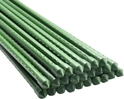 $42.27 • Buy 25Pcs 60'' Metal Plastic Coated Garden Supporting Stakes Steel Plant Stakes