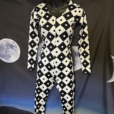 ~LA MENDOLA~Jester Clown Bodysuit Costume Leotard Unisex Entertainer Dancer VTG • $199.99