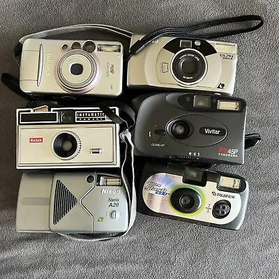 Lot Of 5 35mm Film Cameras *Untested*  One Used Disposable Camera All Sold As Is • $39.95