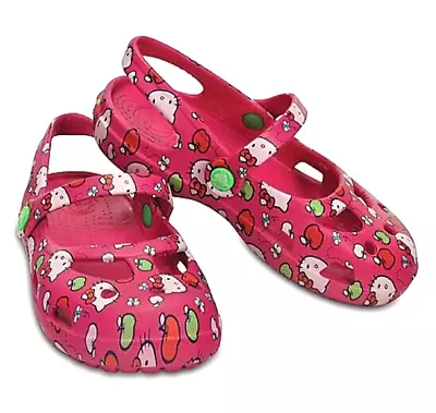 £24.45 • Buy Authentic Crocs Gilrs Toddler Hello Kitty Graphic Apples Shayna Mary Jane Sandal