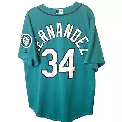 Felix Hernandez Majestic MLB Teal-Blue Sz L Jersey Mariners Genuine Merch • $63.95