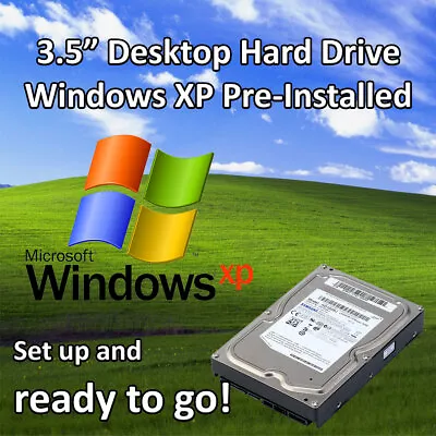 Hard Drive Windows XP Pro SP3 Installed 32 Bit X86 Office 3.5  Desktop SATA IDE • £14.95