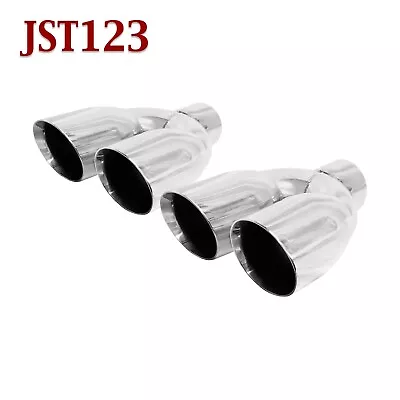 JST123 PAIR 2.5  Stainless Dual Exhaust Tips 2 1/2  Inlet / 3 1/2  X 8  Outlet • $85.36