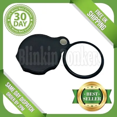 Small Folding Magnifier Glass Pocket Size Pocket Magnifying Lens Mini Eye Loupe • £3.39