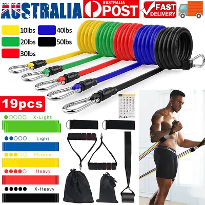 19pcs Resistance Bands Set Yoga Pilates Tube Workout Band Fitness Abs Exercise • $18.99