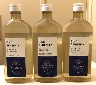 3 Bath & Body Works Find Serenity MIMOSA & SPEARMINT Body Wash + Foam Bath 10oz • $33