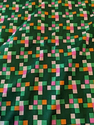 Vintage  Echo Mini Square Print Green Silk Scarf • $32