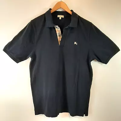 Burberry Shirt Mens Size Large Black Polo Classic Fit Nova Check Accents • $69.97