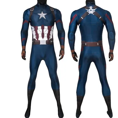 Avengers Endgame Captain America Cosplay Costume Steve Rogers Printing Jumpsuit • $47.71