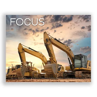 Focus Construction Excavator Operator Motivational Quotes Poster 11X14 Inches • $9.95