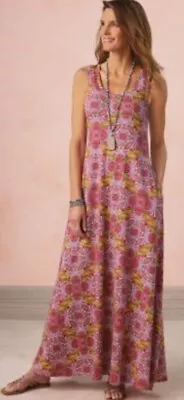 Soft Surroundings Sleeveless Jersey A-Line Maxi Dress Multicolor Print Size L • $29