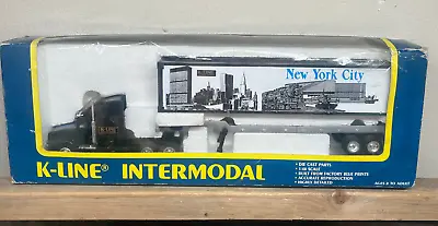 K-Line Intermodal Big Rig Tractor Trailer New York City Container Die Cast 1/48 • $33.99