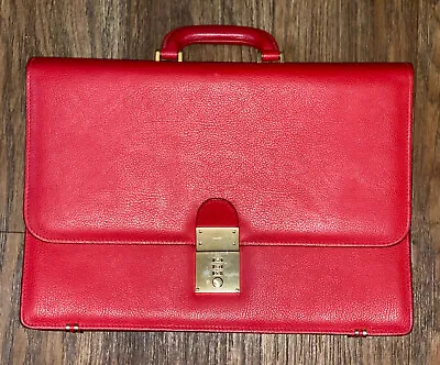 Vintage Gucci Briefcase Grain Leather Combination Lock Red! Beautiful! Euc! • $652.50