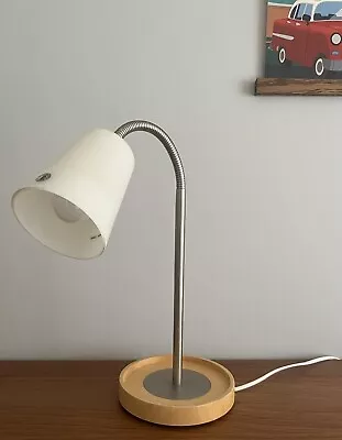 Vintage Ikea Basisk Table Desk Lamp Retro Goose Neck Lamp Natural Wood & Metal • £22.99