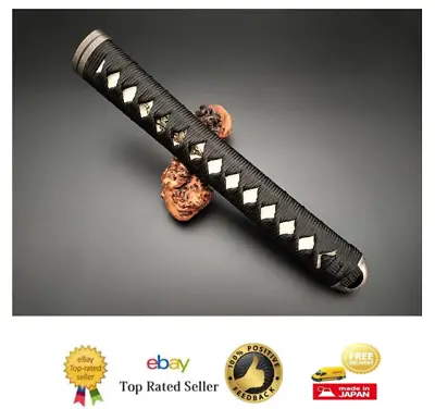 Tsuba Samurai Sword Handle 26cm(L) Black Shark Skin Wood Pattern With Mekugi 087 • $89