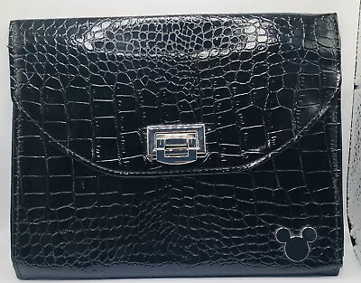 Disney Parks Black Mickey Alligator Embossed Tablet Ipad Or Small Document Case • $18.99