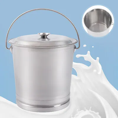 8L/14L Stainless Steel Milk Can Pail Bucket W/ Lid Container Milk Storage Bottle • $35.15