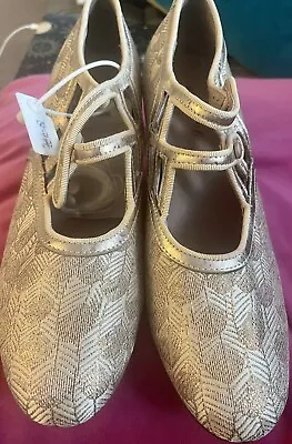 1920’s Style Lolita Gold Embossed Shoes - Size 6 (39) BNWT • £65