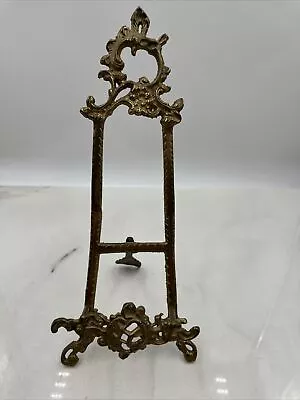 Brass Tabletop Ornate Decorative Easel Art Display Pictures Book Stand 13” Tall • $48.95