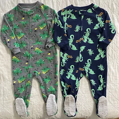 Lot Of 2 - Child Of Mine By Carter's Fleece Footed Pajamas - 24 Months • $14.99