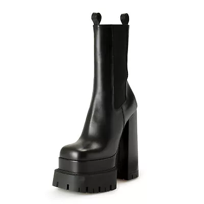Versace Women's Black Polished Leather High Heel Boots Shoes US 9 IT 39 • $699.99