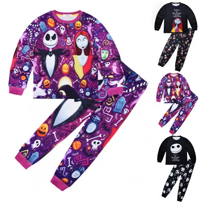 Kids Girls Boys Nightmare Before Christmas Pyjamas Outfits Nightwear Loungewear • £10.99