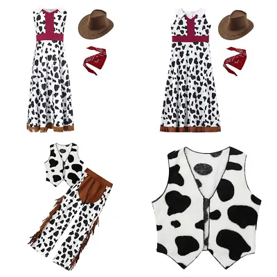 Kids Cosplay Carnival Cowboy Gifts Dress Up Stylish Costume Sleeveless Tassel • £7.99