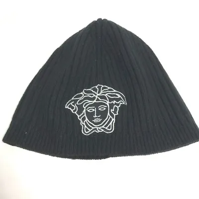 VERSACE Medusa Beanie Hat Knit Hat Knit Cap Knit Hat Wool / Cashmere Black/White • $170