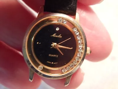 Vtg 1980s Ladies Wristwatch Moulin With Faux Diamonds Japan Movt Diamonds Move • $19.95