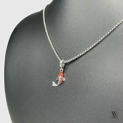 Lucky Japanese Koi Fish Silver Pendant Necklace Premium Silver Japanese Charm • $39.99