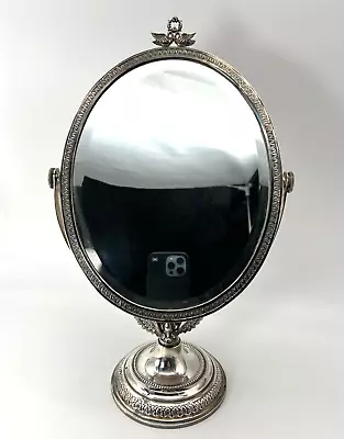 Vintage Spanish Sterling Silver Figural Swan Vanity Counter Top Swivel Mirror • $995