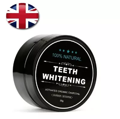 100% NATURAL COCONUT COCO ACTIVATED CARBON CHARCOAL TEETH WHITENING POWDER 30g • £7.99