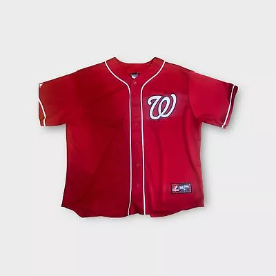 Washington Nationals MLB Majestic Embroidered Jersey Red (Size: 2XL) • $45.59