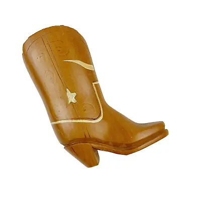 Miniature Mini Hand Carved Wooden Cowboy Boot Folk Art Figurine 4  • $20