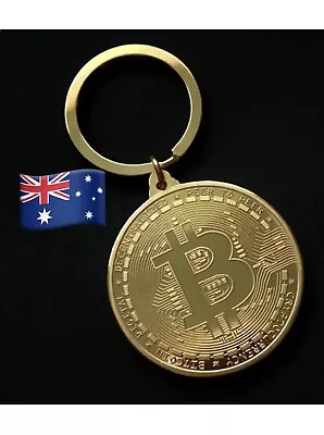 Sold..Bitcoin Coin Novelty Collectable Coin With Keyring Key Chain Keychain Gift • $20