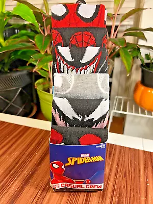 Spiderman Venom Marvel 6 Pair Crew Socks Men Size 8-12 Bioworld Casual Comic NEW • $17.99