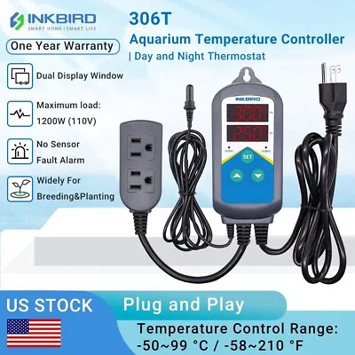 $24.19 • Buy Aquarium Heater Temperature Control INKBIRD Thermostat ITC-306T Marine Fish 110V