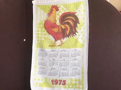 Vintage 1975 Linen Calendar Tea Towel • $10.99