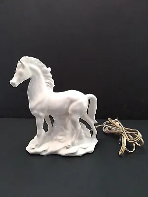 VTG Mid Century White Porcelain Electric Horse Night Lamp. Plug In. 9.5  Tall. • $25