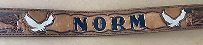 Norm American Eagle Leather Belt Western USA Mens Fashion Dad Name Landscape 44 • $44