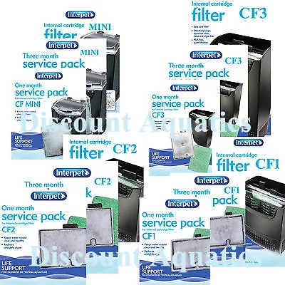 Interpet Cartridge Filter Service Pack Cf1 Cf2 Cf3 Media Kit Fish Tank Aquarium • £7.25