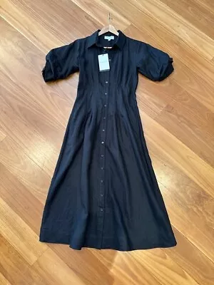 Witchery French Linen Dart Dress | Size 8 | Black Midi Dress. BNWT • $60